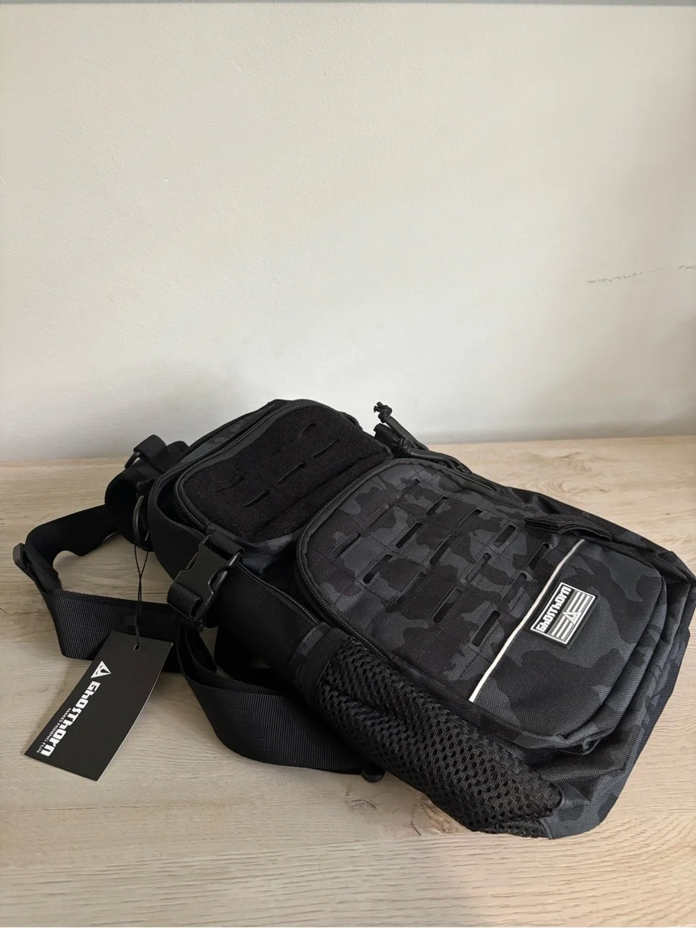 Black Camo Tactical Sling Bag for Men
